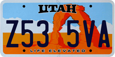UT license plate Z535VA