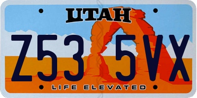 UT license plate Z535VX