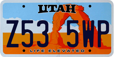 UT license plate Z535WP