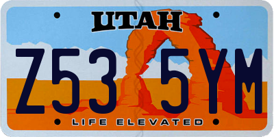 UT license plate Z535YM