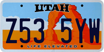 UT license plate Z535YW