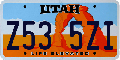 UT license plate Z535ZI