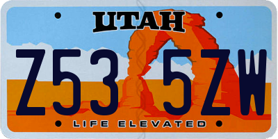 UT license plate Z535ZW