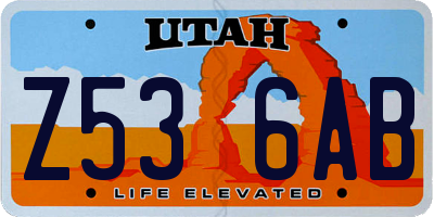 UT license plate Z536AB