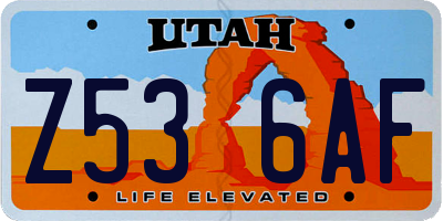 UT license plate Z536AF