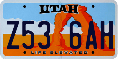 UT license plate Z536AH
