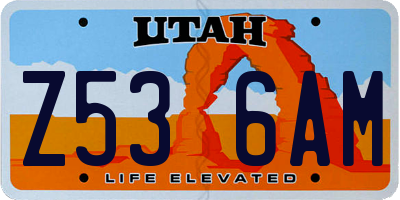 UT license plate Z536AM