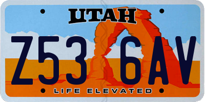 UT license plate Z536AV