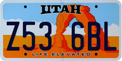 UT license plate Z536BL