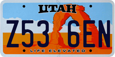 UT license plate Z536EN
