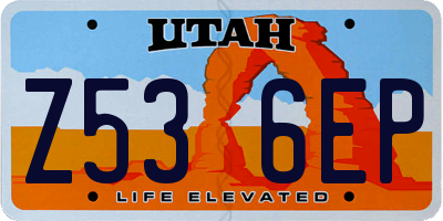 UT license plate Z536EP