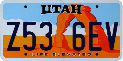 UT license plate Z536EV