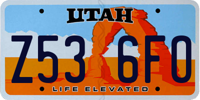 UT license plate Z536FO