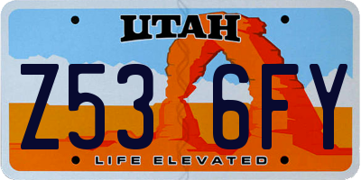 UT license plate Z536FY