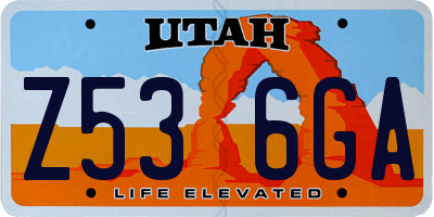 UT license plate Z536GA