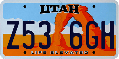 UT license plate Z536GH