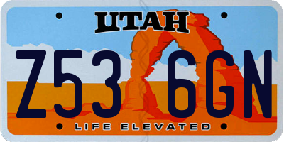 UT license plate Z536GN