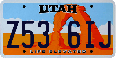 UT license plate Z536IJ
