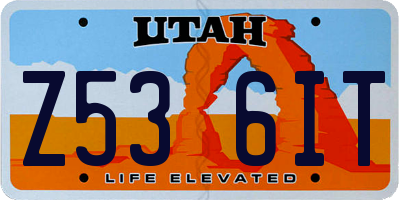 UT license plate Z536IT