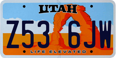 UT license plate Z536JW