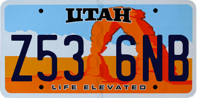 UT license plate Z536NB