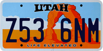 UT license plate Z536NM