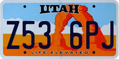 UT license plate Z536PJ