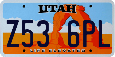 UT license plate Z536PL