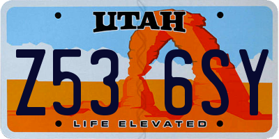 UT license plate Z536SY
