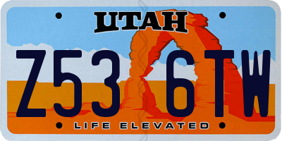 UT license plate Z536TW