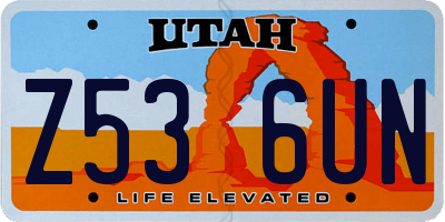 UT license plate Z536UN