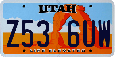 UT license plate Z536UW