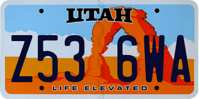 UT license plate Z536WA