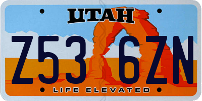 UT license plate Z536ZN