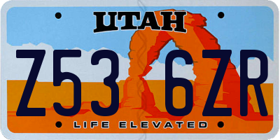 UT license plate Z536ZR