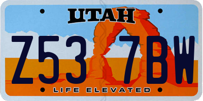 UT license plate Z537BW