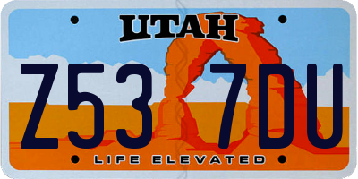 UT license plate Z537DU