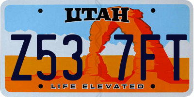 UT license plate Z537FT