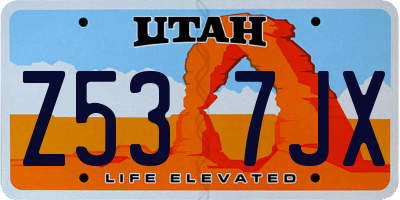UT license plate Z537JX