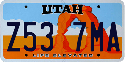 UT license plate Z537MA