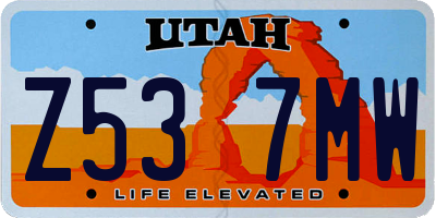 UT license plate Z537MW