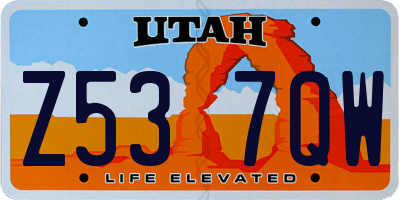UT license plate Z537QW