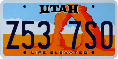 UT license plate Z537SO