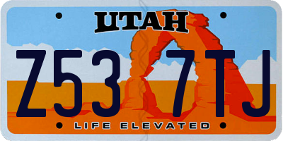 UT license plate Z537TJ