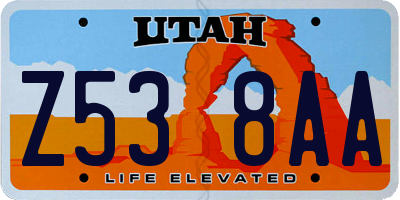 UT license plate Z538AA