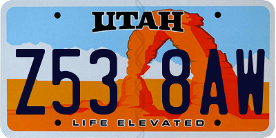 UT license plate Z538AW