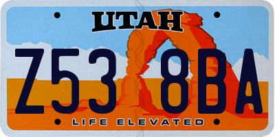 UT license plate Z538BA