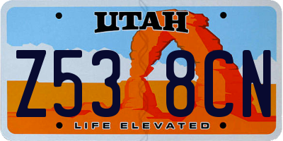 UT license plate Z538CN