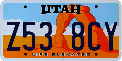 UT license plate Z538CY