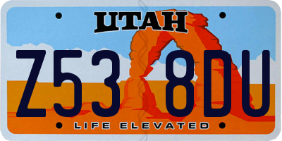 UT license plate Z538DU